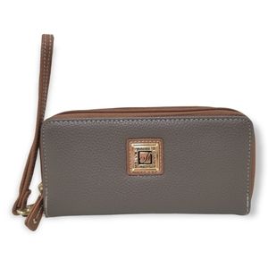 Stone Mountain Gray Faux Pebble Leather Wristlet Wallet